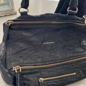 GIVENCHY Black distressed leather medium pandora bag